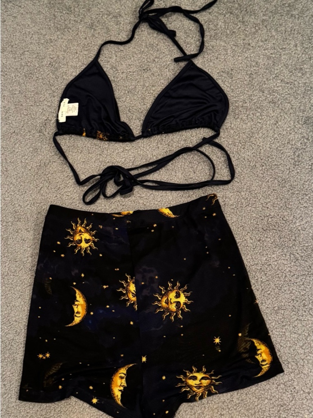 Bear Dance Celestial Gold Sun And Moon Lined Bikini Top (Med) & Shorts (Small) - Picture 2 of 5